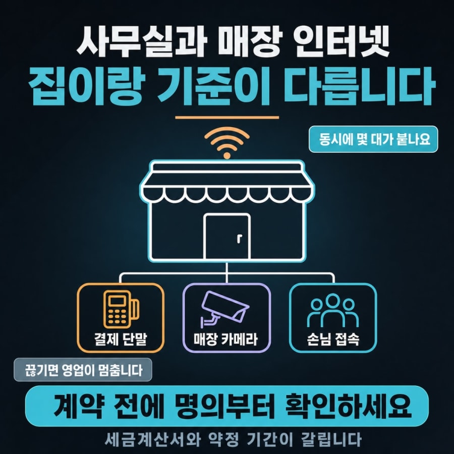 사무실·매장 인터넷은 뭐가 다른가요? (사업자용 계약 전 확인할 것)