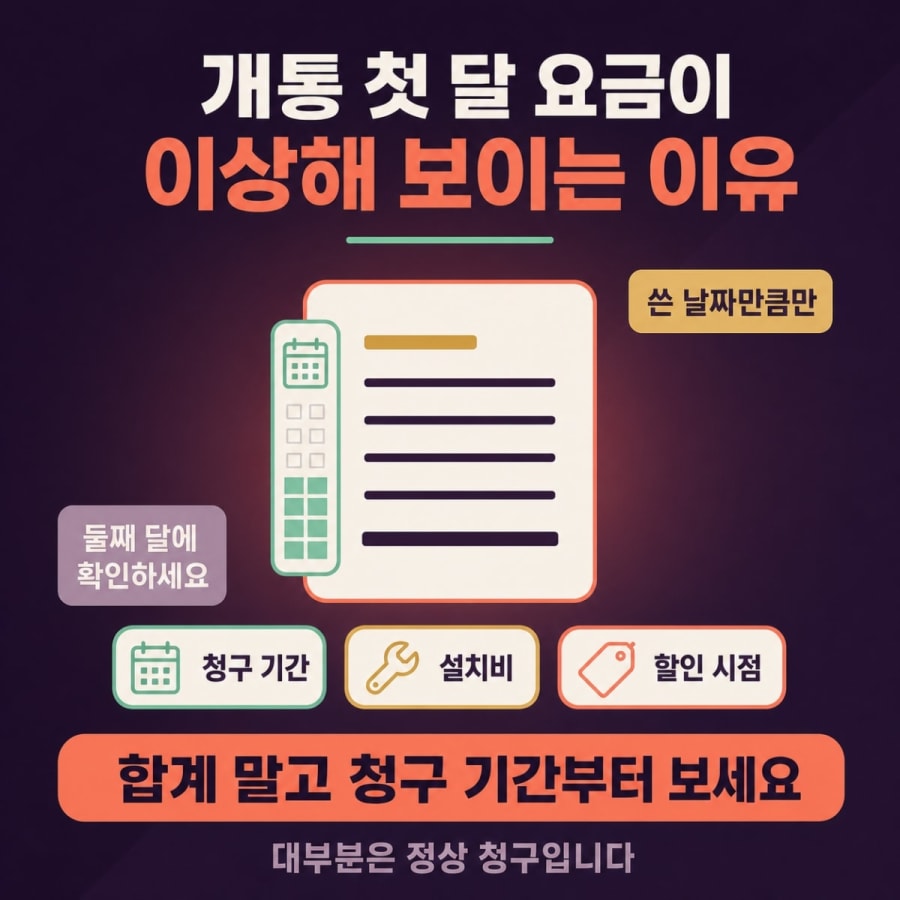 개통 첫 달 요금이 이상합니다 (일할 계산과 첫 청구서 읽는 법)