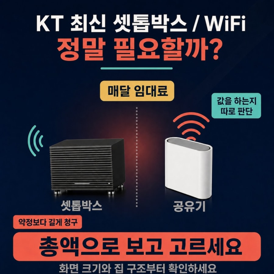 KT 최신기기 정리 (지니 TV 셋톱박스 4·WiFi 7D, 임대료와 약정 구조까지)