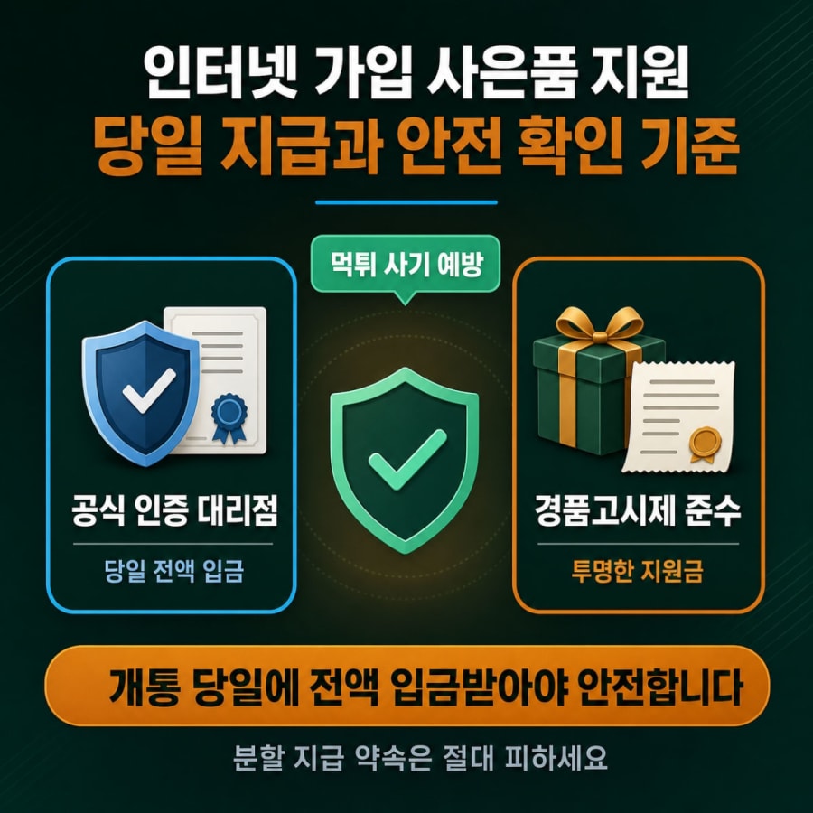 인터넷 가입 현금 사은품 당일 지급 확인법 (경품고시제 기준과 먹튀 사기 예방 팁)