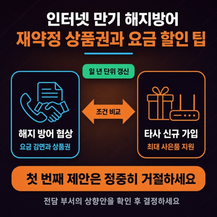 인터넷 TV 약정 만료 후 재약정 해지방어 협상 꿀팁 (상품권과 요금 할인 최대로 챙기는 법)