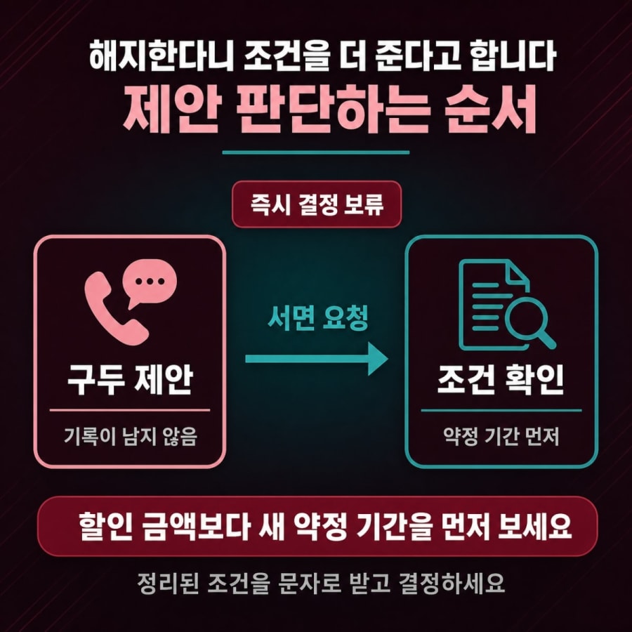 해지하겠다고 하니 조건을 더 준다고 합니다 (방어 상담 제안을 판단하는 순서)