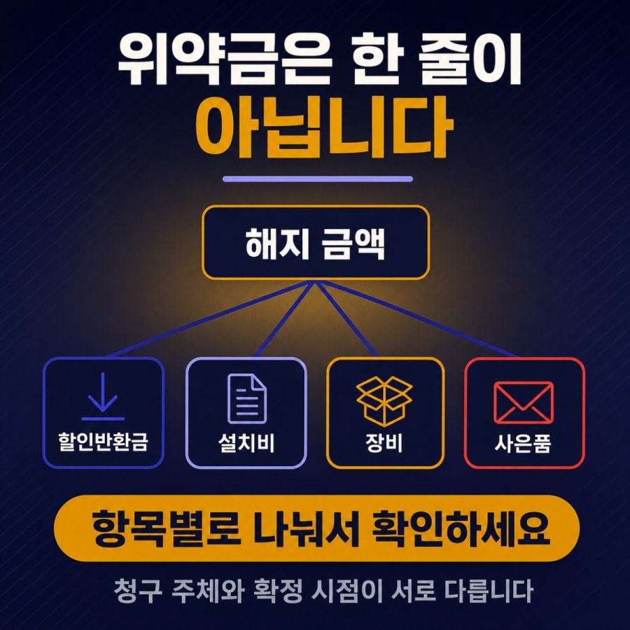 위약금이 한 줄이 아니라 여러 개로 찍힙니다 (할인반환금·장비·사은품 구분하는 순서)
