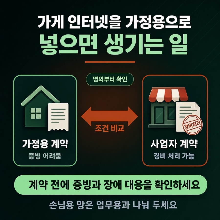 가게 인터넷을 가정용으로 넣으면 생기는 일 (사업자 명의 가입 전 확인할 다섯 가지)