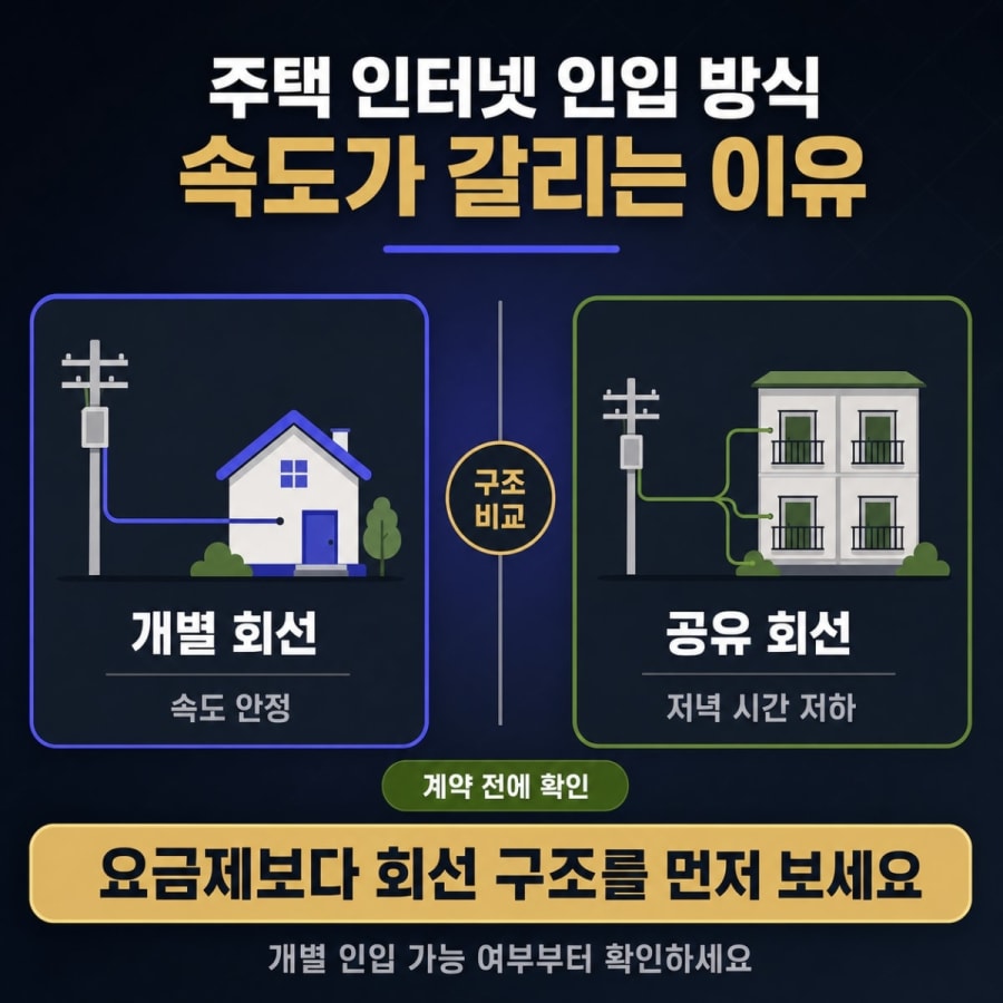 같은 요금제인데 주택이라 느립니다 (단독·다가구 인입 방식과 개별 회선 확인 순서)