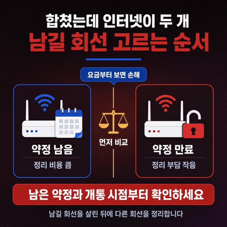 합치고 나니 인터넷이 두 개입니다 (남길 회선 고르는 순서와 정리 비용 비교)