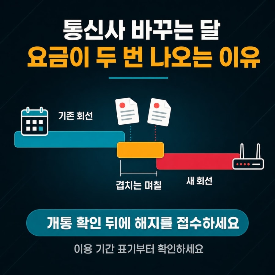 통신사를 바꿨더니 그 달에 요금이 두 번 나왔습니다 (해지일·개통일 간격과 첫 달 일할 계산)