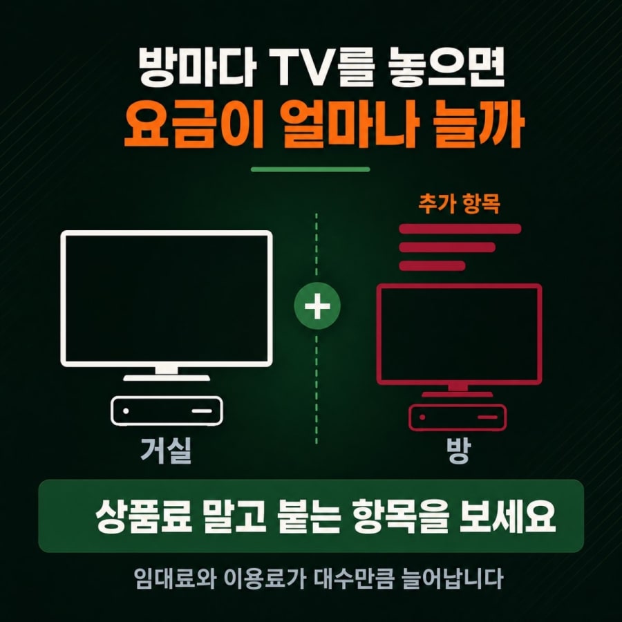 방마다 TV를 놓으면 요금이 얼마나 늘어나나요? (추가 셋톱박스 항목과 대체 방법)