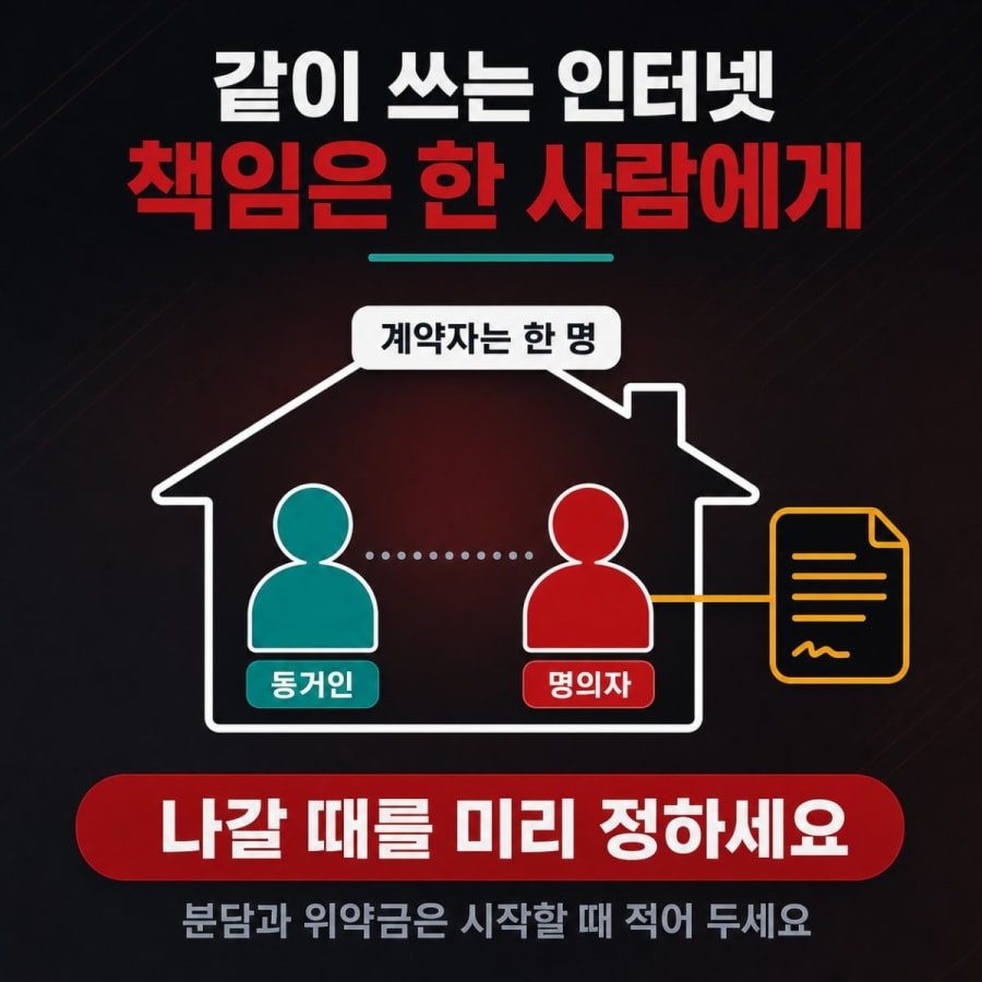 룸메이트와 인터넷을 같이 씁니다 (명의자 책임과 나갈 때 정리 순서)