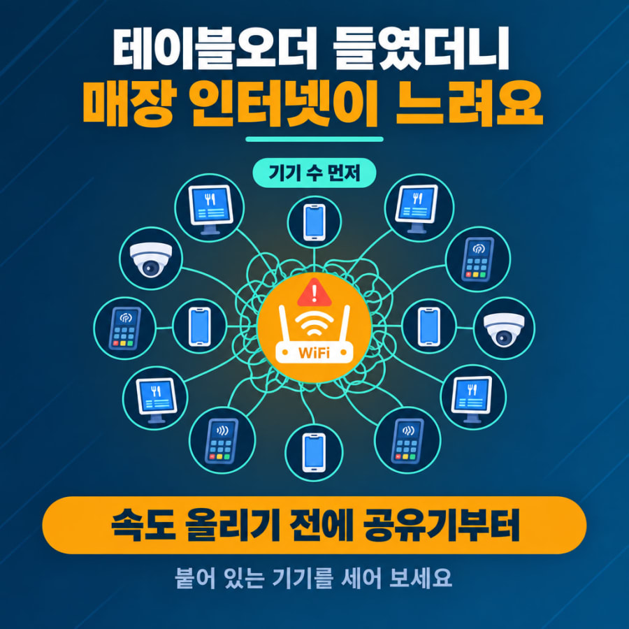 테이블오더 들이고 나서 매장 인터넷이 느려졌습니다 (동시 접속 기기 수부터 점검하는 순서)