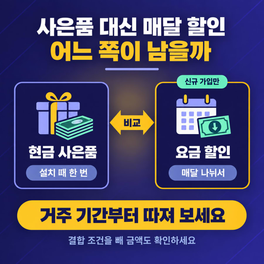 사은품 대신 매달 할인해 주는 인터넷 요금제가 늘었습니다 (SK브로드밴드 바로할인·KT 요고, 현금 사은품과 뭐가 남나)