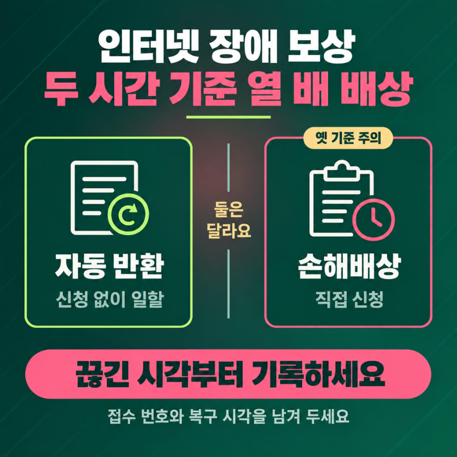 인터넷 장애 보상 기준은 2시간·10배입니다 (자동으로 돌아오는 돈과 신청해야 받는 돈 구분)
