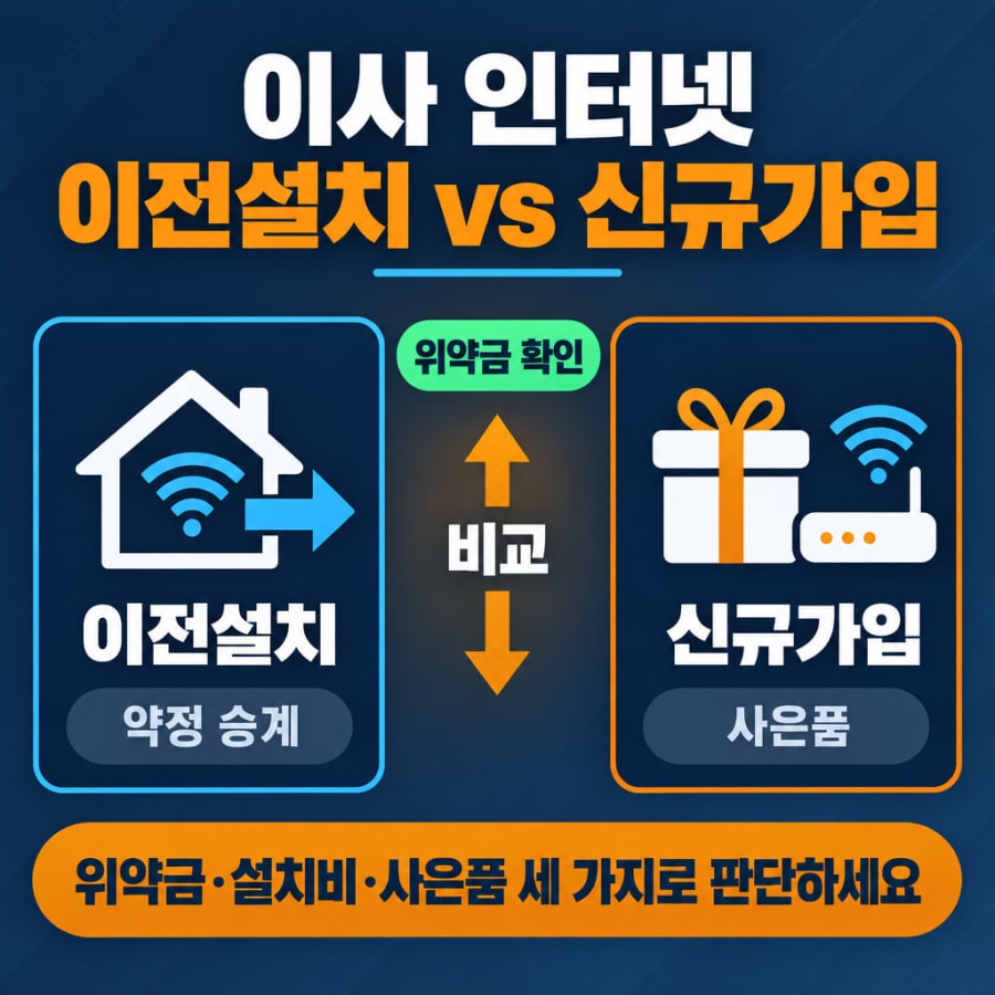 가을 이사 인터넷 이전설치 vs 신규가입, 어떻게 결정하나요? (위약금·설치비·사은품 세 가지로 판단하는 법)
