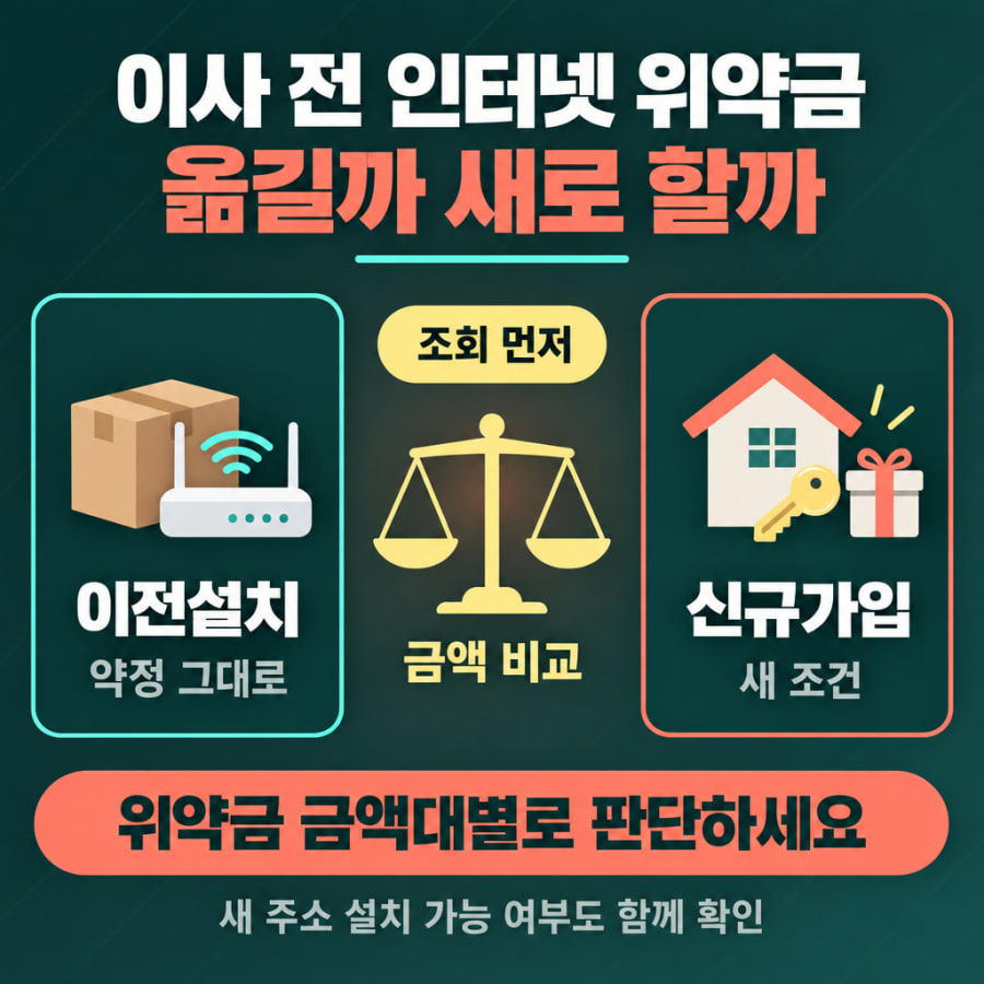 이사 인터넷 위약금, 11월 이사 전에 지금 조회해야 하는 이유 (이전설치가 항상 유리하지 않은 금액대별 판단 기준)