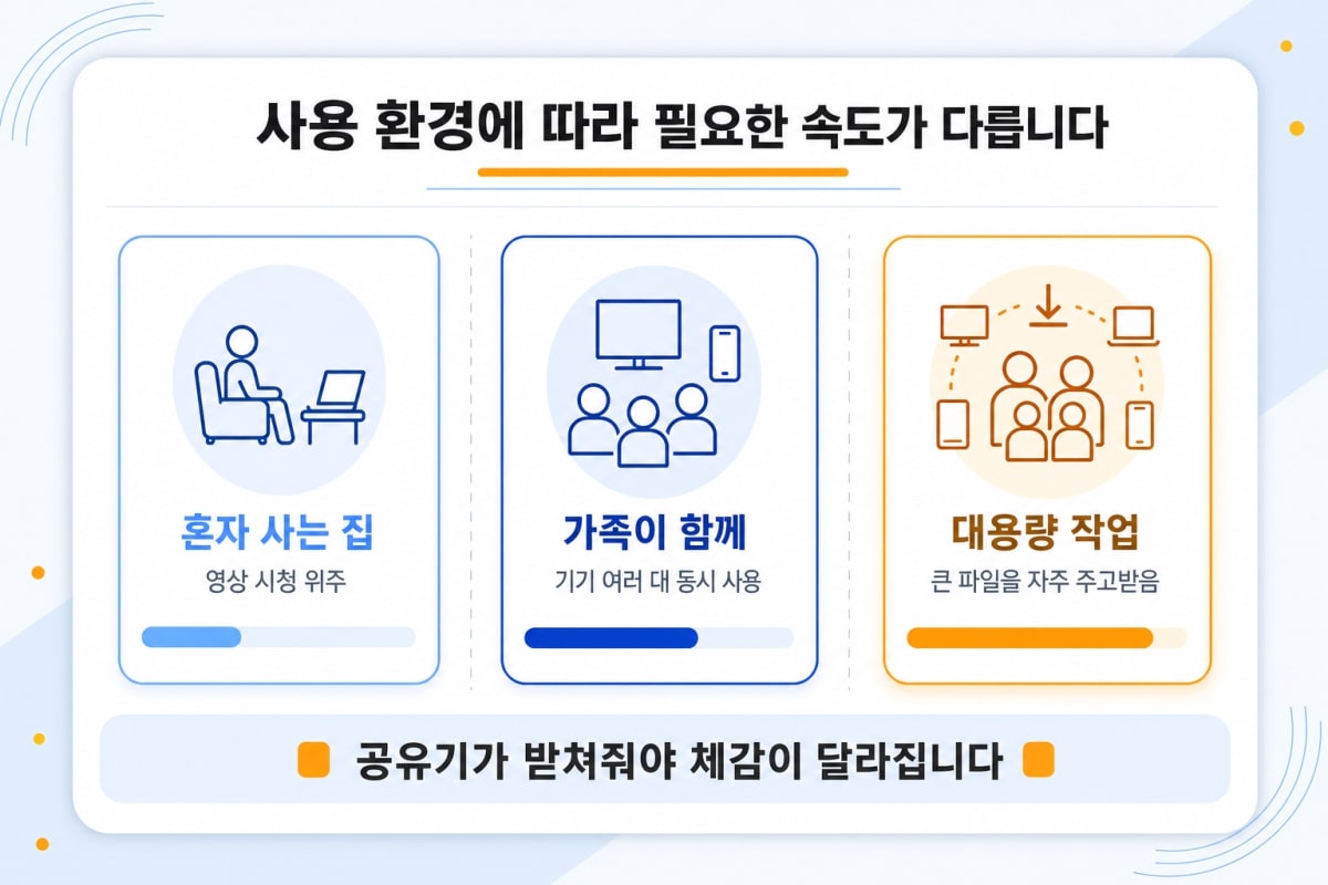 인터넷 100M·500M·1G 중 뭘로 할까? 요금 낭비 없이 속도 고르는 법