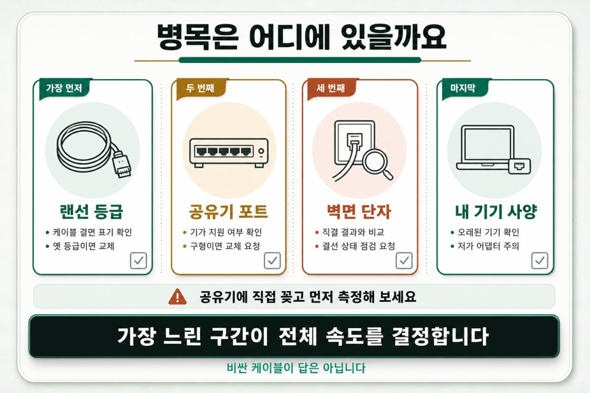 랜선 꽂았는데 왜 속도가 안 나올까?