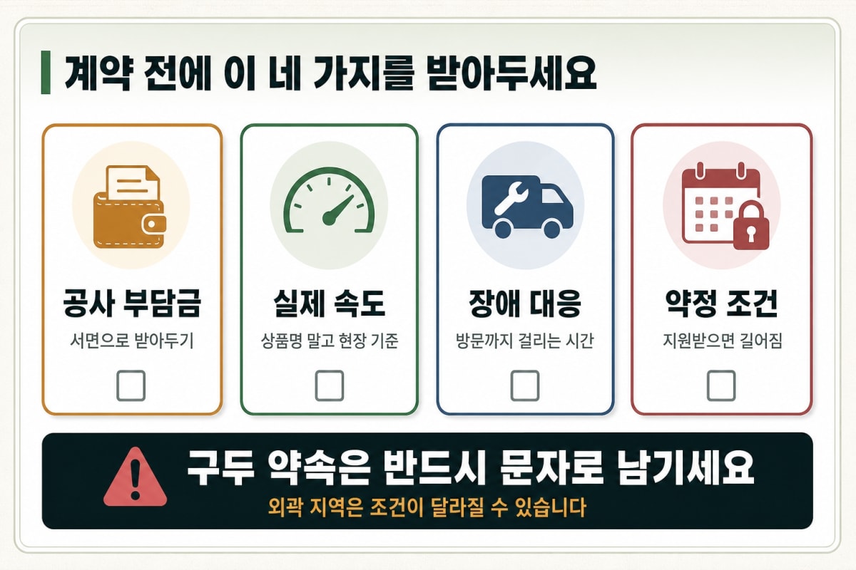 내 주소가 인터넷 설치가능 조회가 안 된다고 합니다