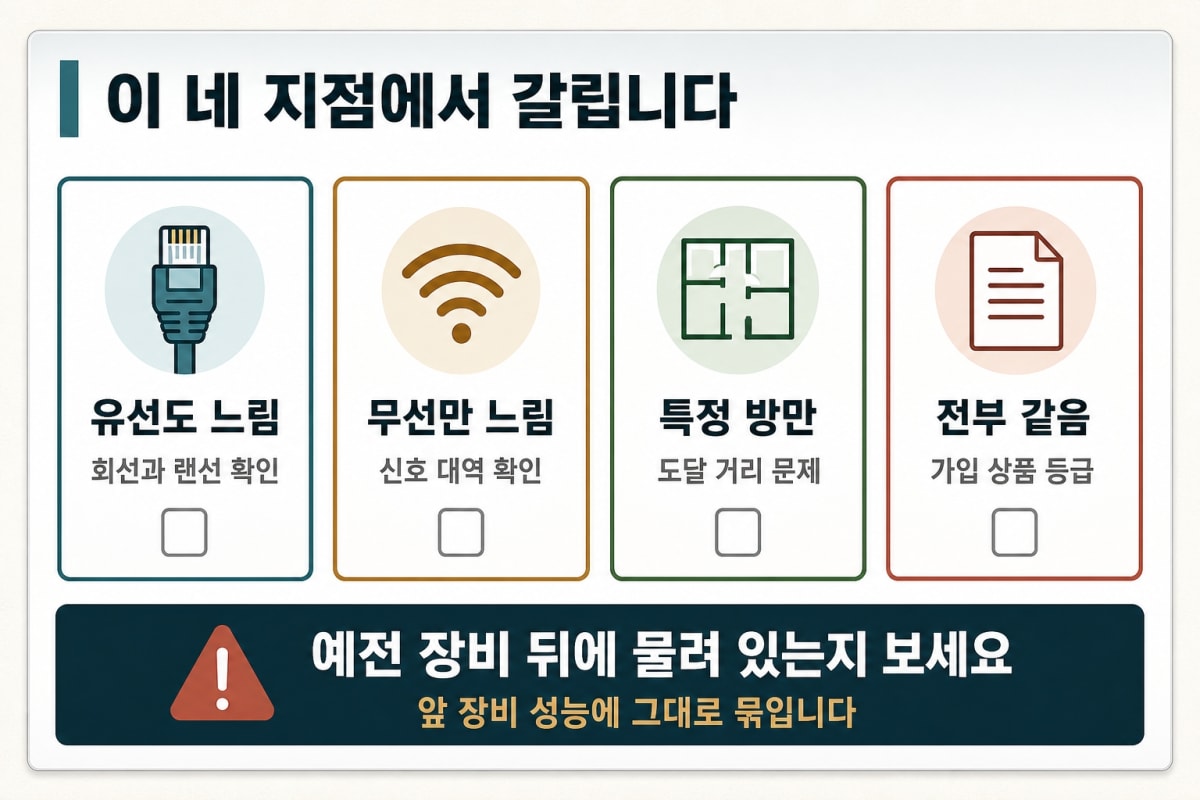 공유기 교체 후 속도가 그대로인 원인