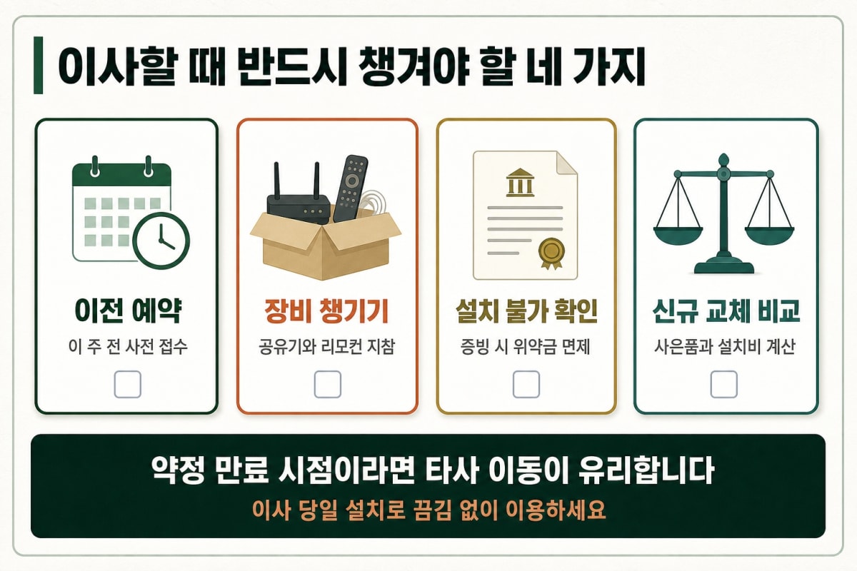 이사 시 인터넷 이전 및 위약금 면제 체크리스트