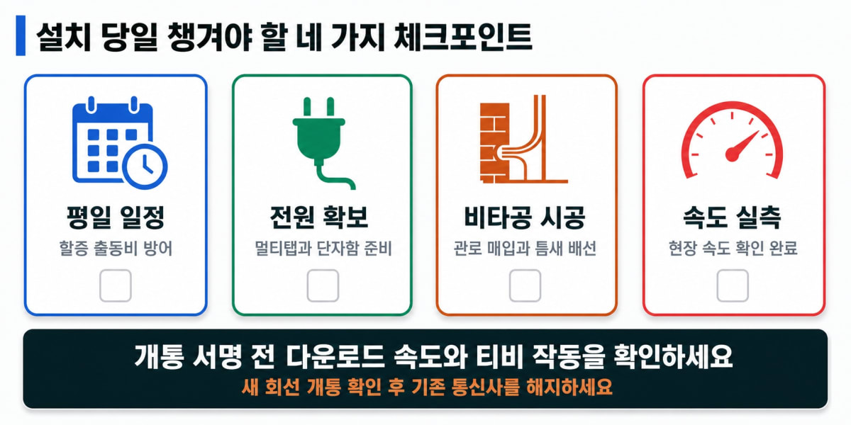 인터넷 설치 당일 기사 방문 체크리스트