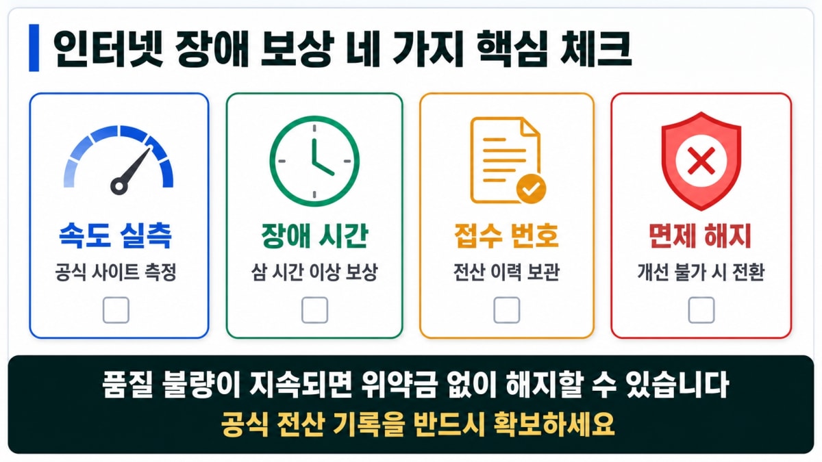 인터넷 장애 보상 및 무위약금 해지 체크리스