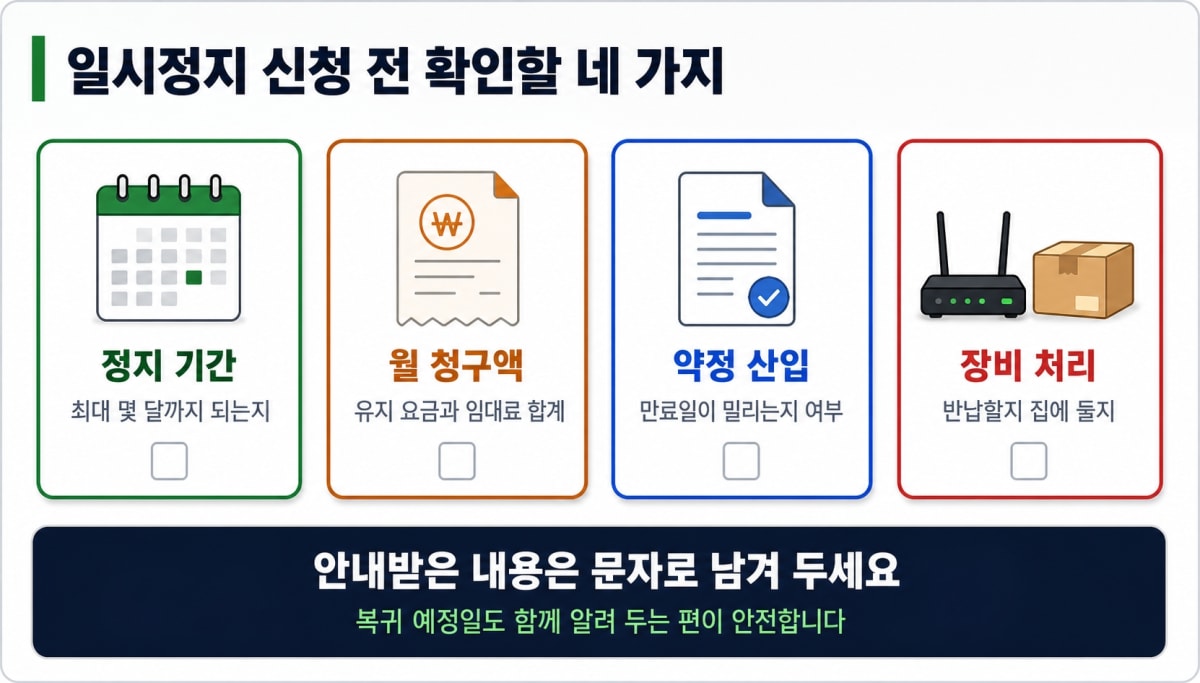 일시정지 신청 전 확인할 네 가지