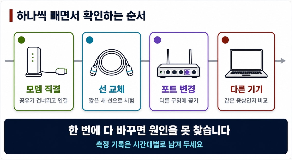 유선 속도 병목 구간 확인 순서