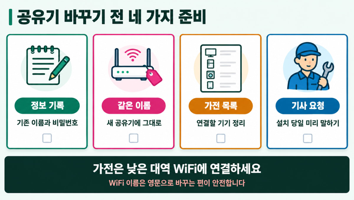 공유기 교체 전 가전 재연결 준비 네 가지