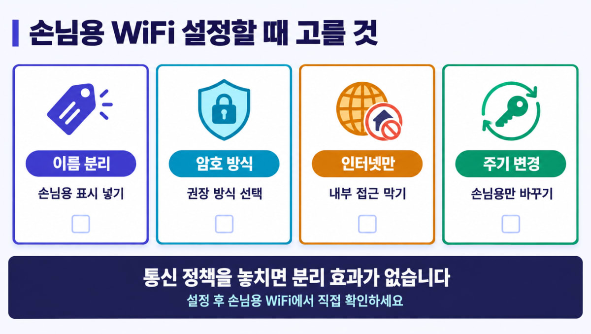 손님용 WiFi 설정할 때 고를 네 가지