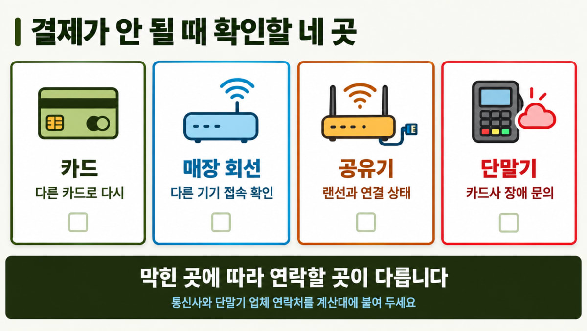 카드 결제가 안 될 때 확인할 네 곳