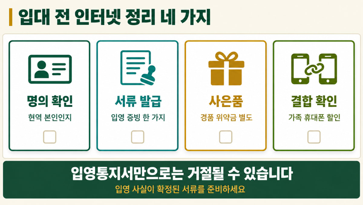 입대 전 인터넷 정리할 네 가지 확인 항목