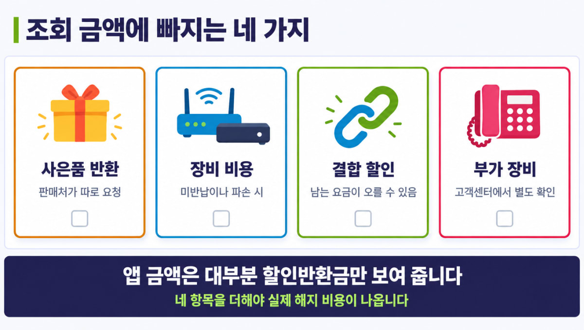 위약금 조회 금액에 빠지는 네 가지 항목