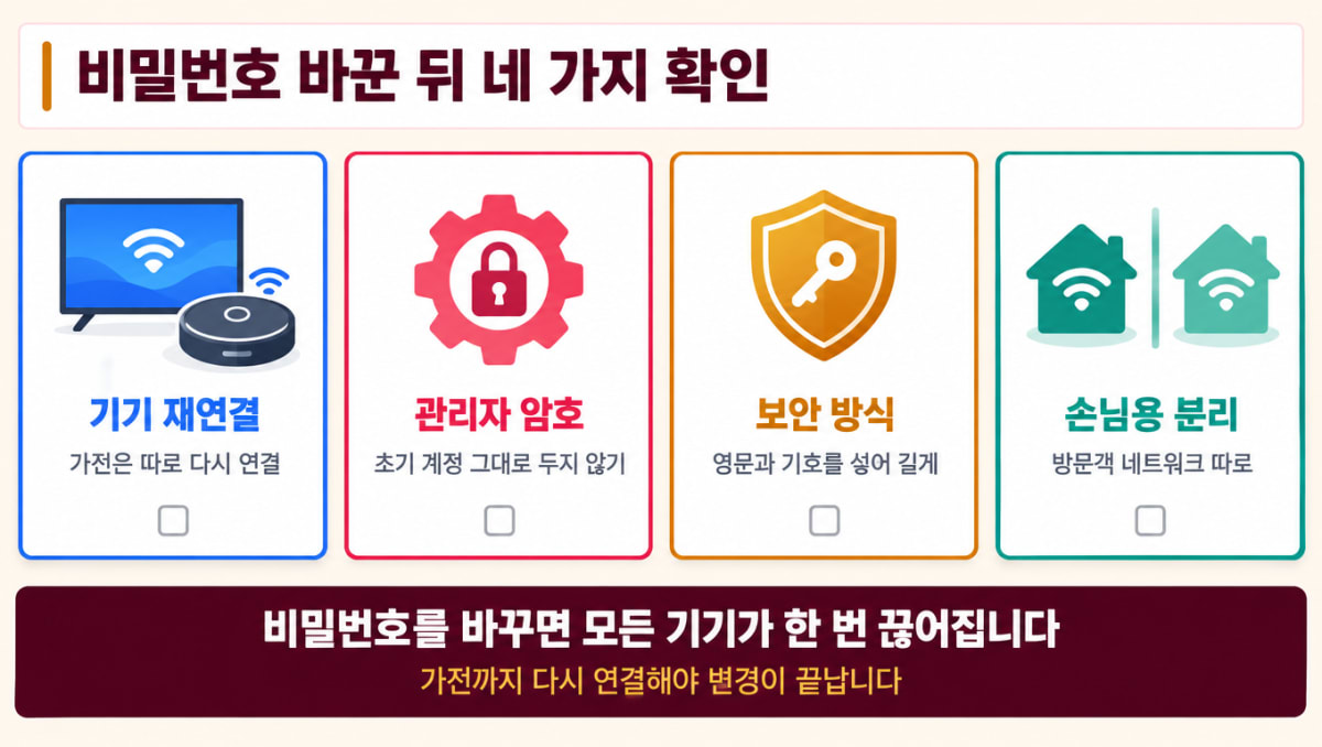WiFi 비밀번호 바꾼 뒤 확인할 네 가지