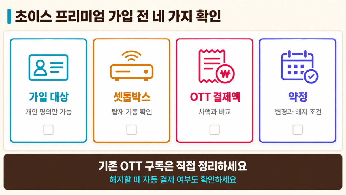 TV 초이스 프리미엄 가입 전 확인할 네 가지 항목