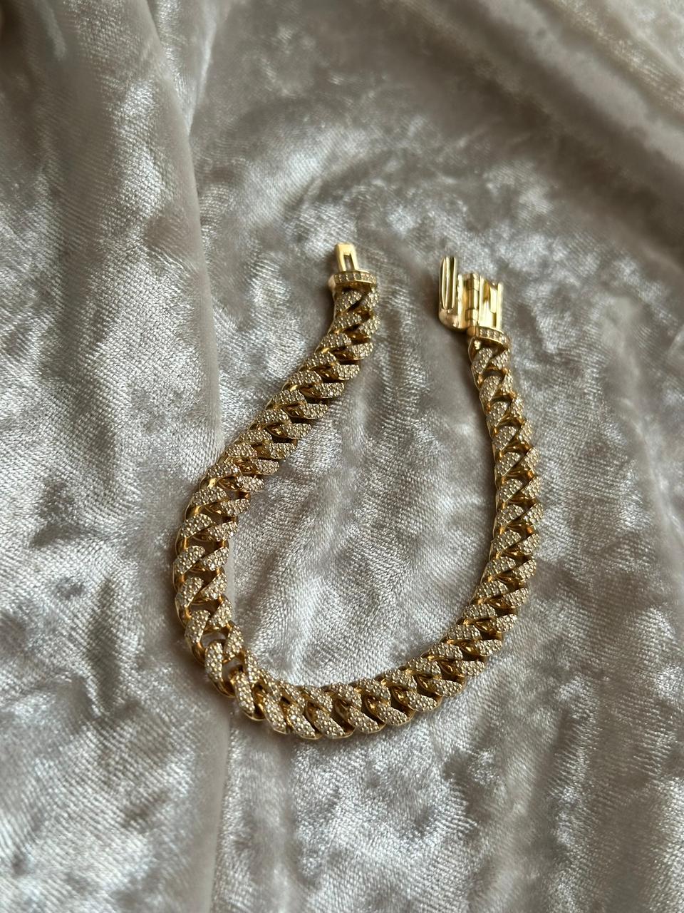 Pulsera cubana 8 mm con piedras MILUJO
