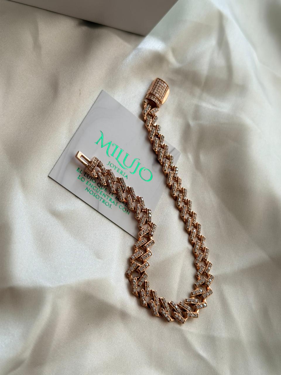 Pulsera cubana engaste MILUJO