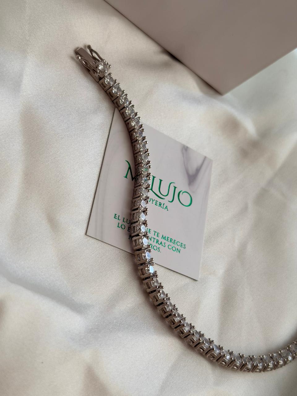 Pulsera tennis con piedras 4 mm en oro blanco MILUJO