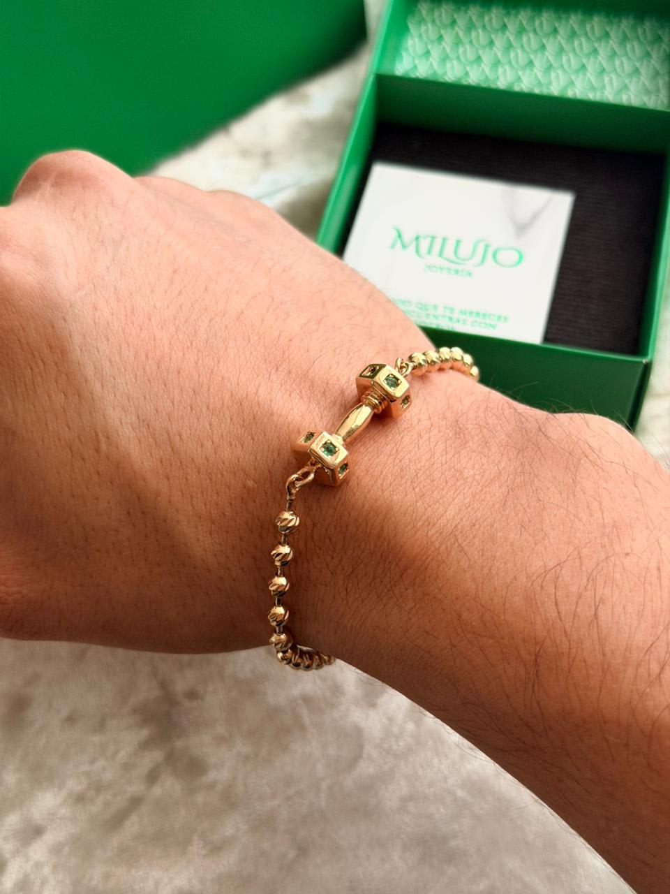 Pulsera militar 4 mm en diamantado tradicional y mancuerna MILUJO