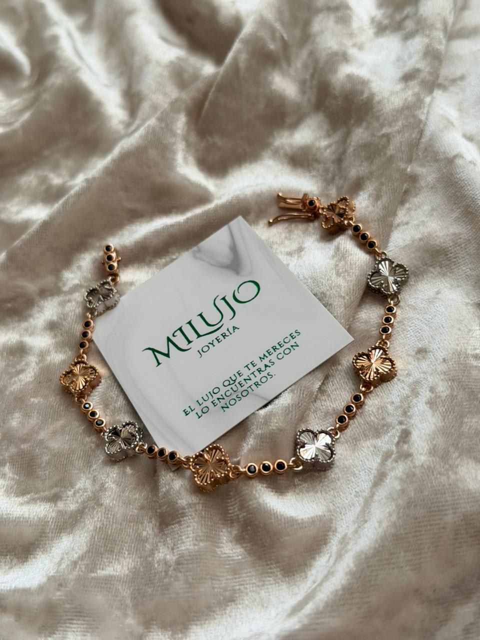 Pulsera tréboles y tennis con circones MILUJO