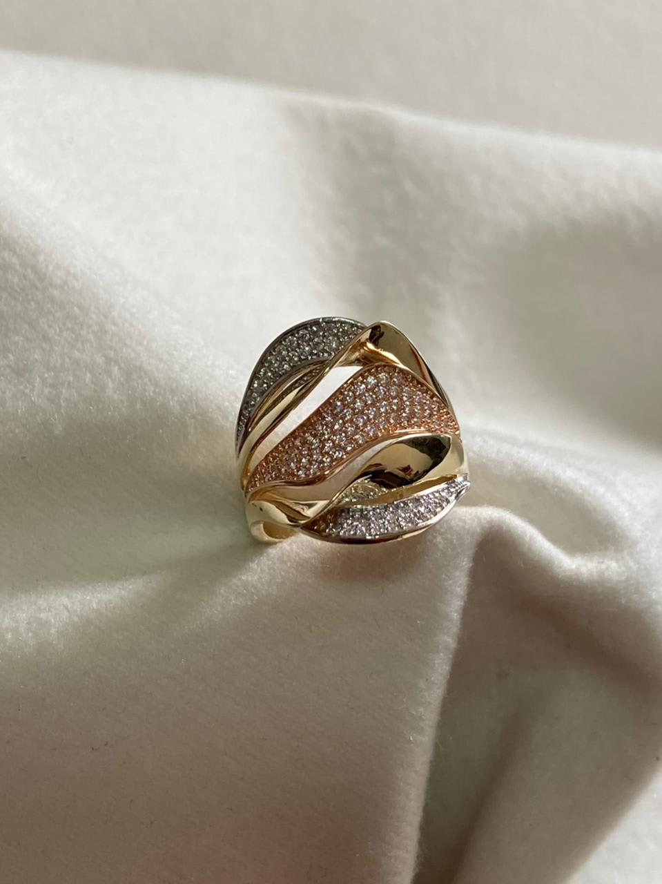 Anillo dama 3 oros MILUJO 5.9gr Ref2