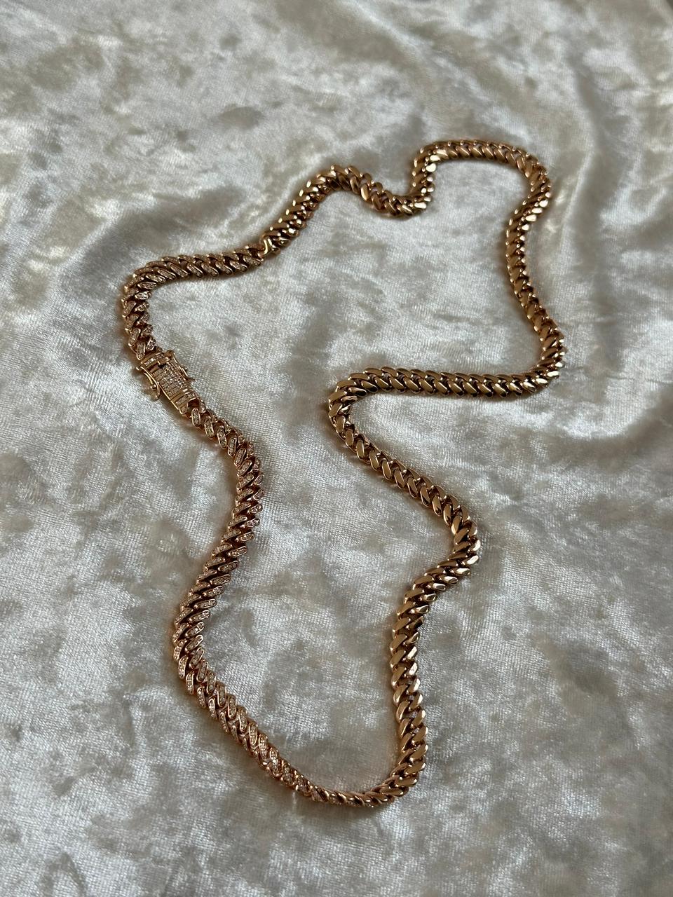 Cadena cubana con engaste MILUJO