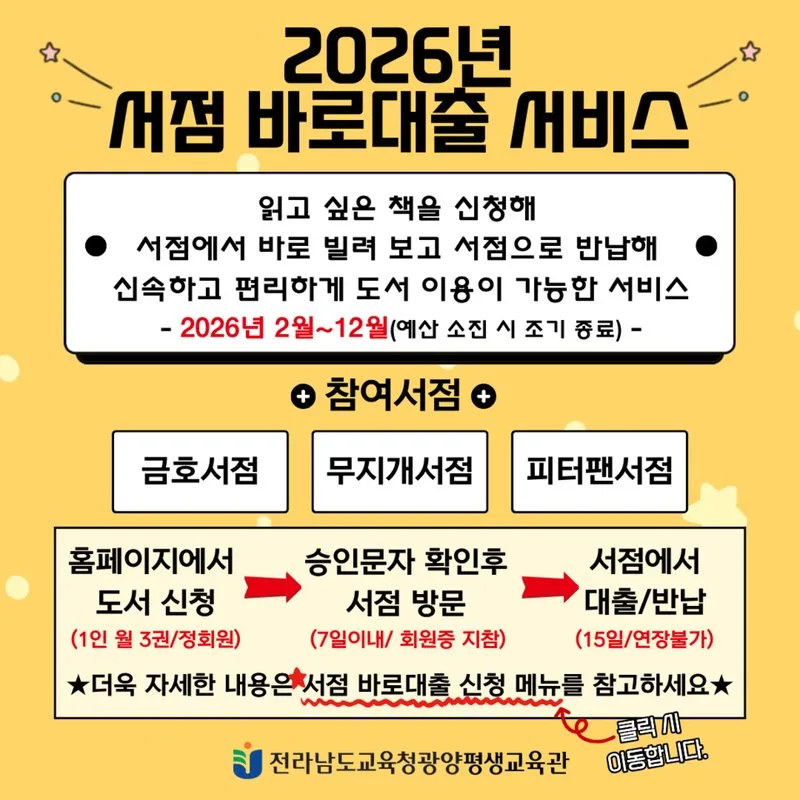 광양평생교육관, ‘서점 바로대출’로 도서 대기 없이 독서 생활 지원