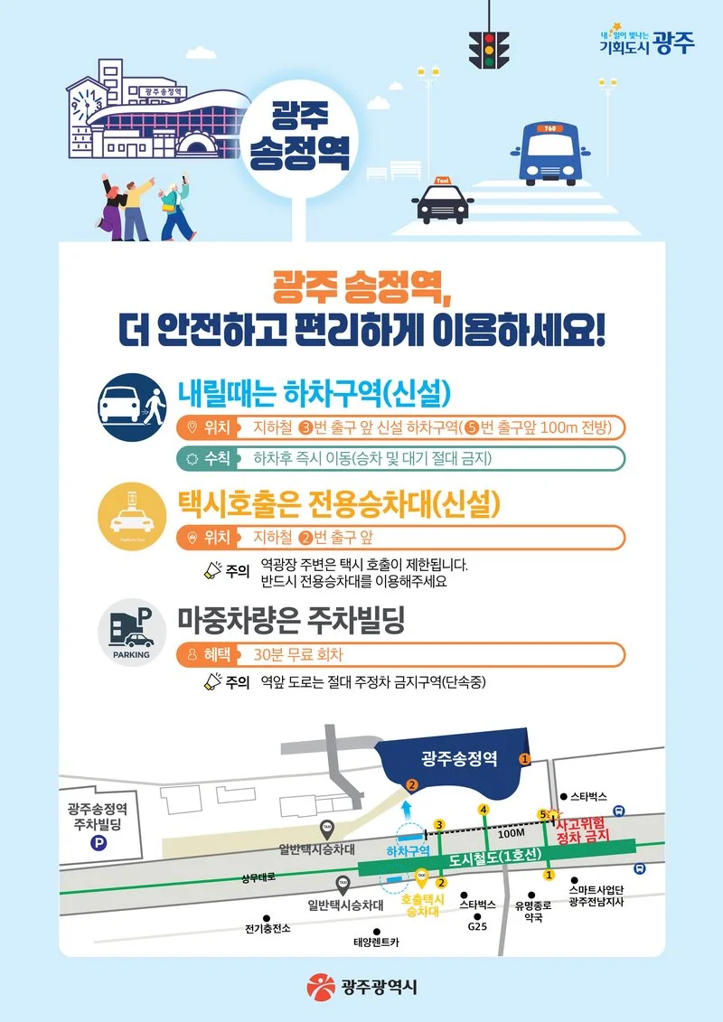 광주송정역 승강장 교통체계 개편, 승·하차 구분으로 혼잡 해소