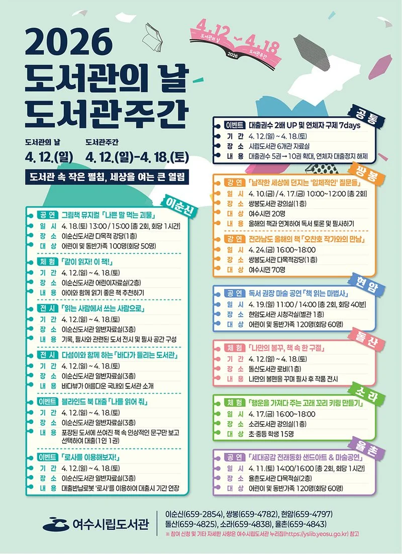 여수시립도서관, 도서관에서 만나는 특별한 일주일 ‘도서관주간’ 운영 - 문화 뉴스 | 코리아NEWS