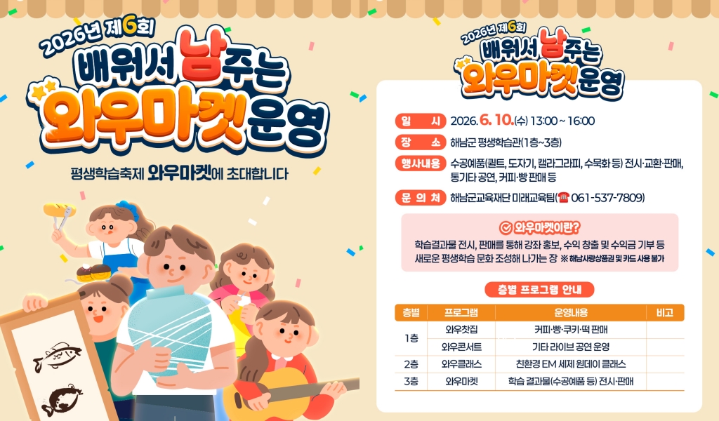 해남군교육재단, ‘배워서 남주는 와우마켓’ 개최