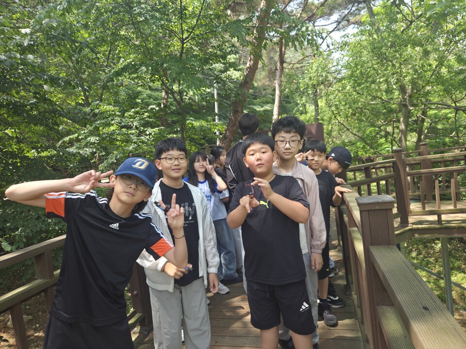 옥과초 5학년, 삼인동 숲속에서 나침반으로 배우는 생존·탐험 활동
