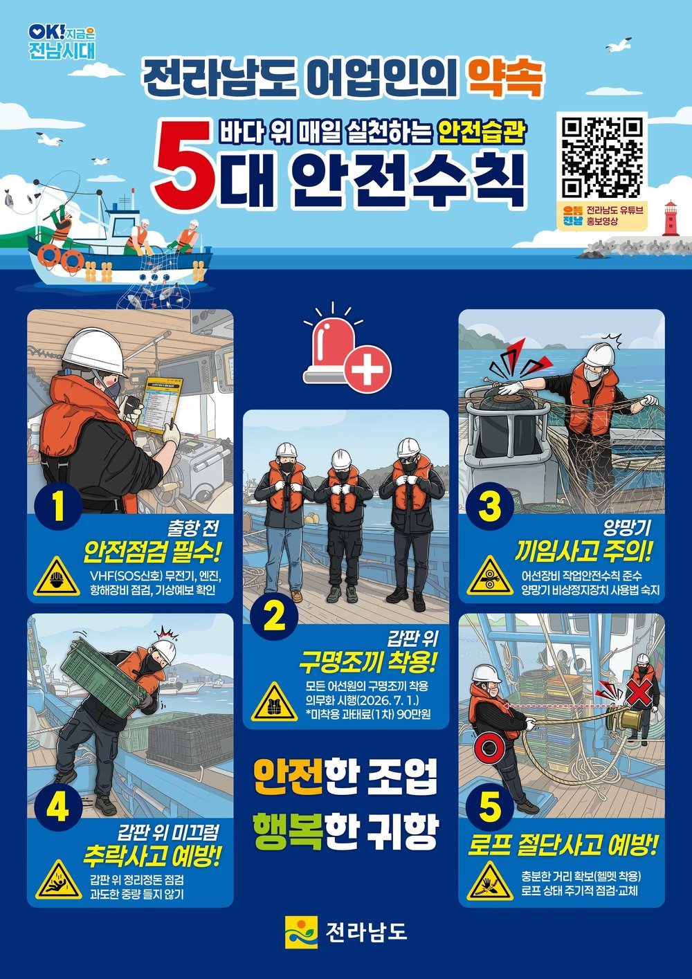 무안군, 어업인 생명 지키는 ‘구명조끼’ 착용 의무화 홍보 강화