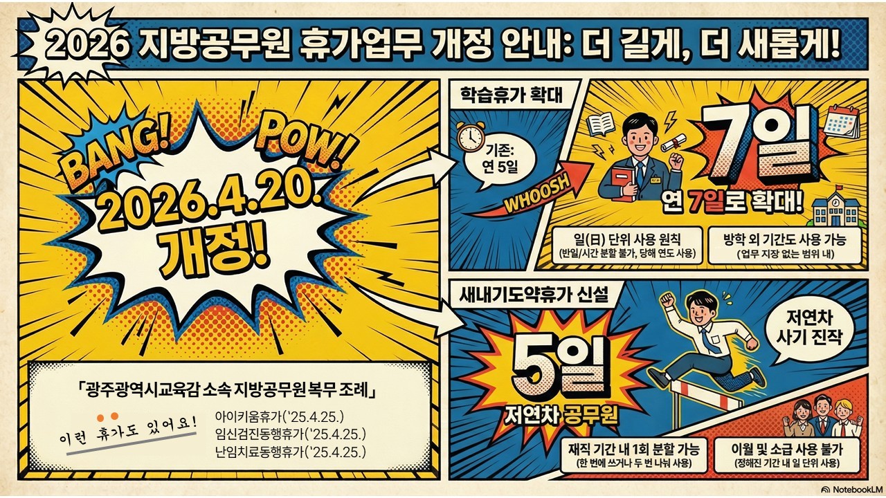 광주시교육청, 공무원 복지 확대…‘새내기도약휴가’ 신설·학습휴가 7일로 연장