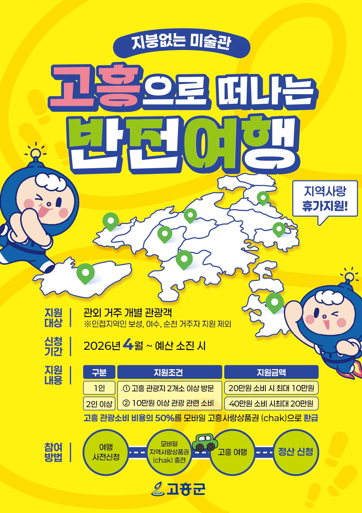 고흥 여행비 반값 환급! ‘반전(錢)여행’ 4월 1일부터 신청 시작