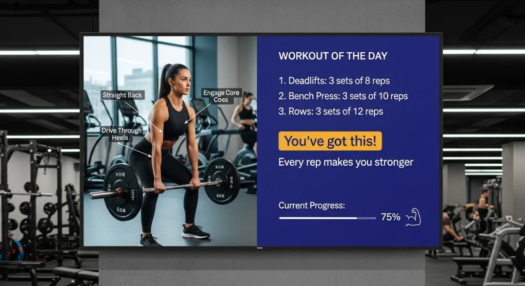 Workout Guidance and Encouragement - Gym Digital Signage: 7 Ways to Boost Member Engagement and Retention